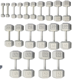 5-50lb Cast Iron Hex Dumbbells