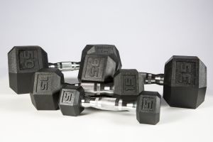 5-50lb York Premium PVC Hex Dumbbell – Chrome Ergo Handle – SET