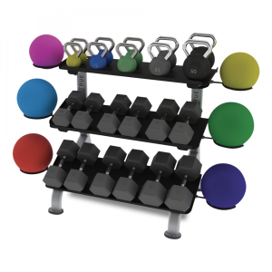TRUE FITNESS FS-24 3-Tier Flat Tray Dumbbell Rack