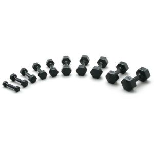 Rubber Aerobic Hex Dumbbells Black 1, 2, 3, 4, 5, 7, 8, 10,12, 15